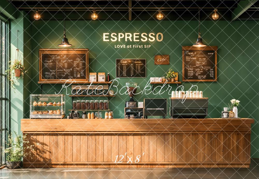 Kate Espresso Shop Green Coffee Backdrop Designed by Emetselch - Kate Backdrop AU