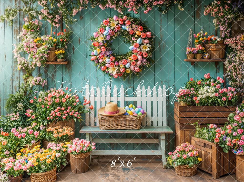 Kate Spring Flowers Easter Egg Backdrop Designed by Emetselch - Kate Backdrop AU