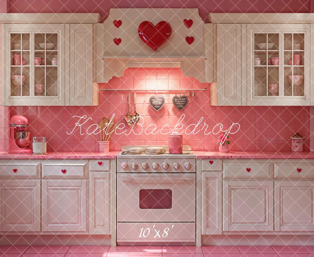 Kate Valentine's Day Pink Kitchen Fleece Backdrop Designed by Chain