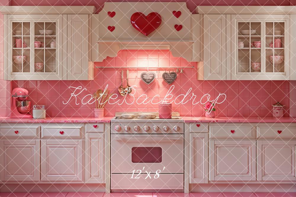 Kate Valentine's Day Pink Kitchen Fleece Backdrop Designed by Chain