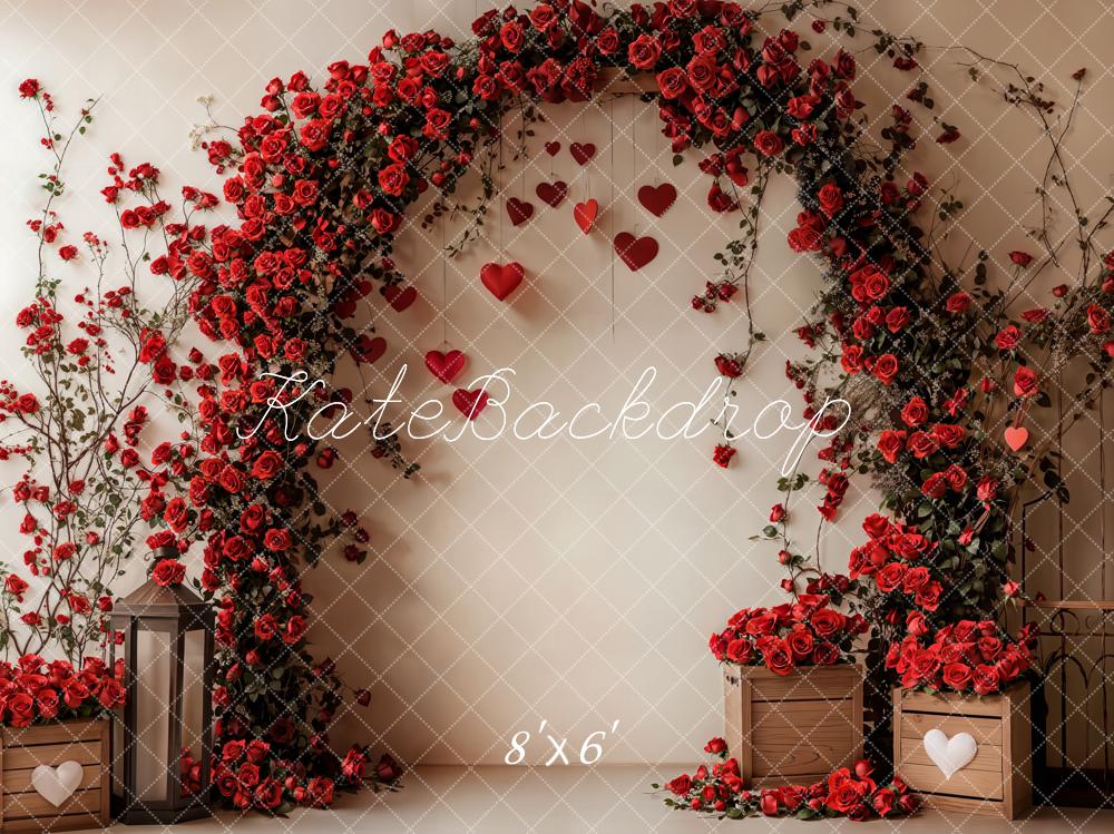 Kate Fleece Valentine's Rose Arch Wedding Backdrop Designed by Emetselch