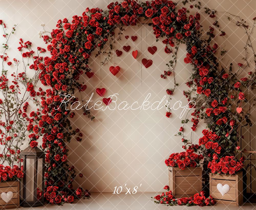 Kate Fleece Valentine's Rose Arch Wedding Backdrop Designed by Emetselch