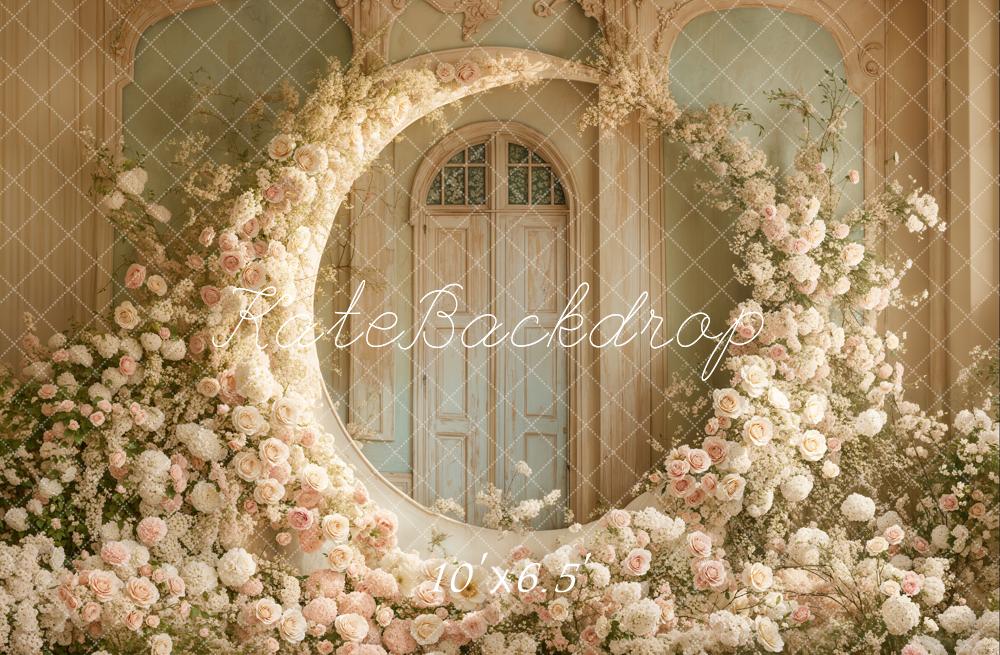 Kate Fleece Floral Moon Backdrop Wedding Mother's Day Designed by Emetselch - Kate Backdrop AU