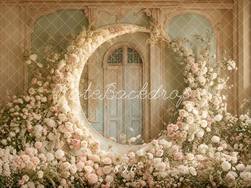 Kate Fleece Floral Moon Backdrop Wedding Mother's Day Designed by Emetselch - Kate Backdrop AU