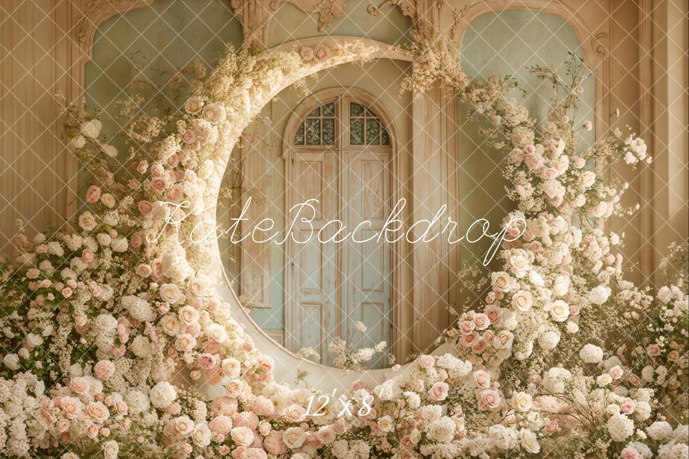 Kate Fleece Floral Moon Backdrop Wedding Mother's Day Designed by Emetselch - Kate Backdrop AU