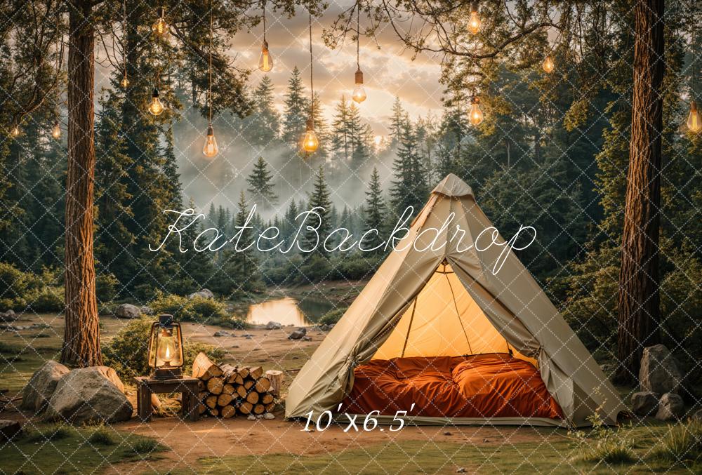 Kate Camping Forest Tent Fleece Backdrop Designed by Emetselch - Kate Backdrop AU