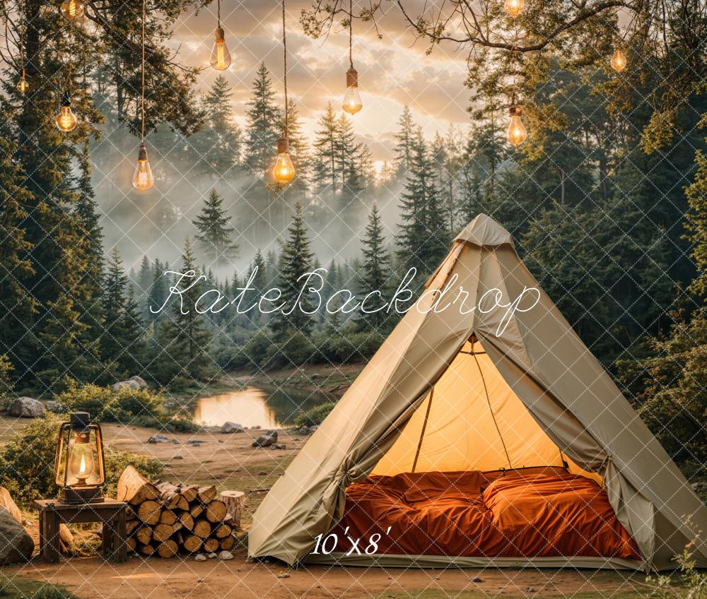 Kate Camping Forest Tent Fleece Backdrop Designed by Emetselch - Kate Backdrop AU