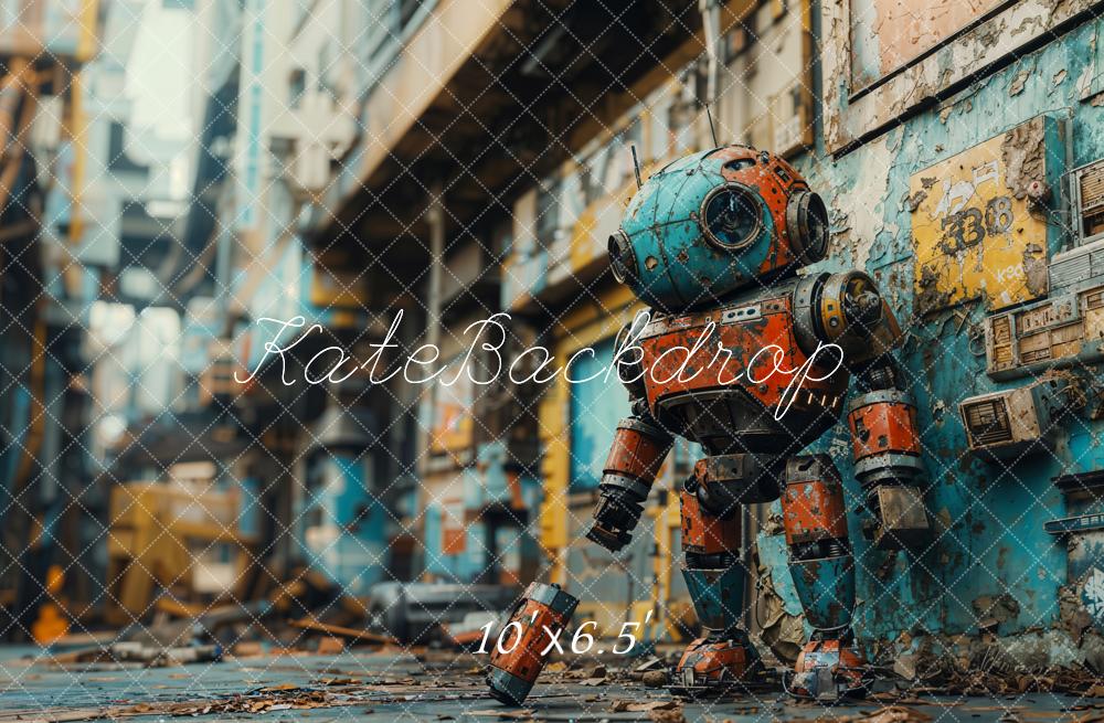 Kate Fleece Futuristic Robot Urban Street Backdrop Designed by Emetselch - Kate Backdrop AU