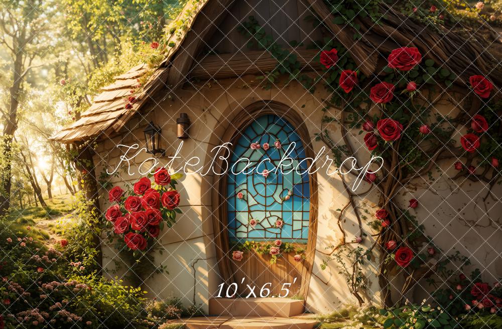 Kate Fleece Fairy Cottage Roses Backdrop Designed by Emetselch - Kate Backdrop AU