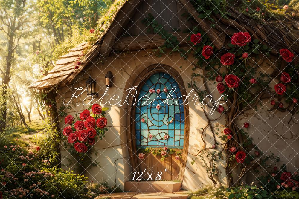 Kate Fleece Fairy Cottage Roses Backdrop Designed by Emetselch - Kate Backdrop AU