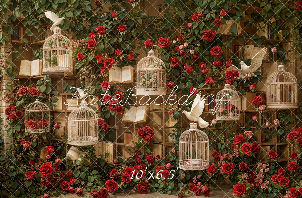 Kate Fleece Valentine Vintage Roses Birdcage Backdrop Designed by Emetselch - Kate Backdrop AU
