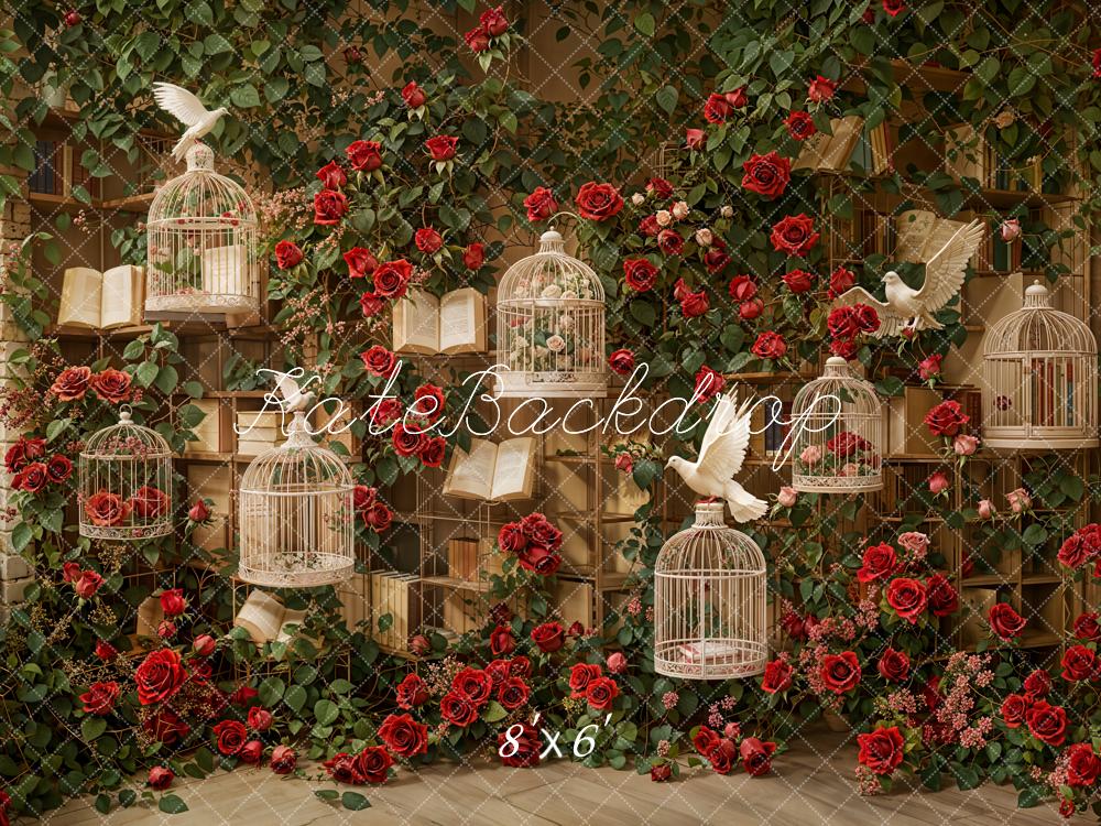Kate Fleece Valentine Vintage Roses Birdcage Backdrop Designed by Emetselch - Kate Backdrop AU