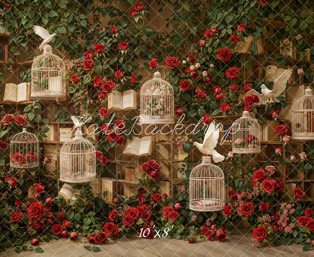Kate Fleece Valentine Vintage Roses Birdcage Backdrop Designed by Emetselch - Kate Backdrop AU