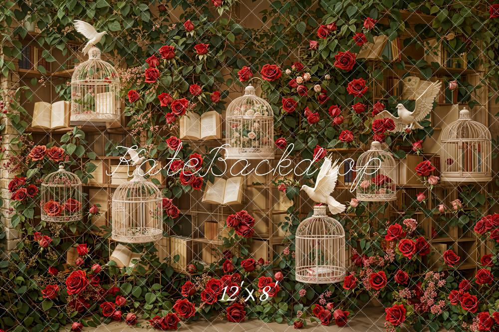 Kate Fleece Valentine Vintage Roses Birdcage Backdrop Designed by Emetselch - Kate Backdrop AU