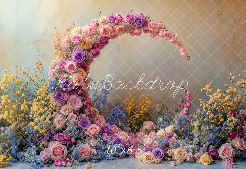 Kate Fleece Cake Smash Flower Moon Backdrop Designed by Emetselch - Kate Backdrop AU