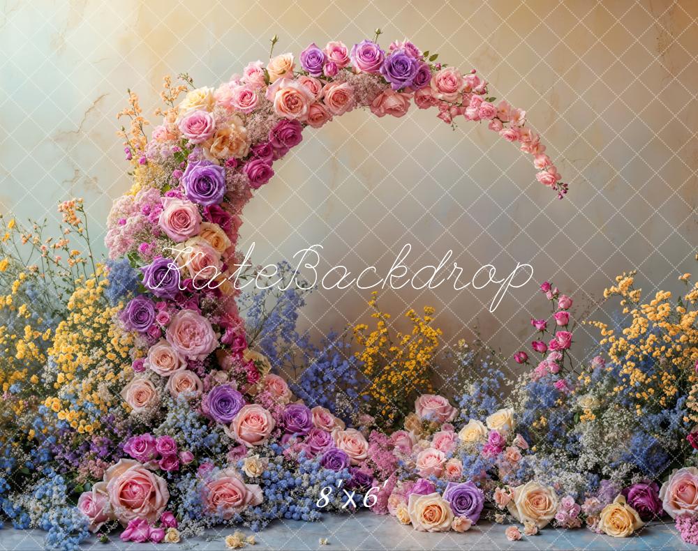 Kate Fleece Cake Smash Flower Moon Backdrop Designed by Emetselch - Kate Backdrop AU