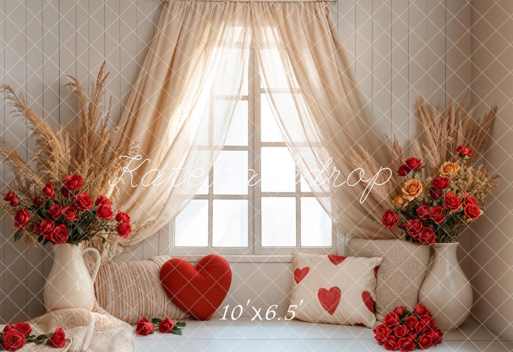 Kate Fleece Valentine Backdrop Boho Curtain Window Designed by Emetselch - Kate Backdrop AU