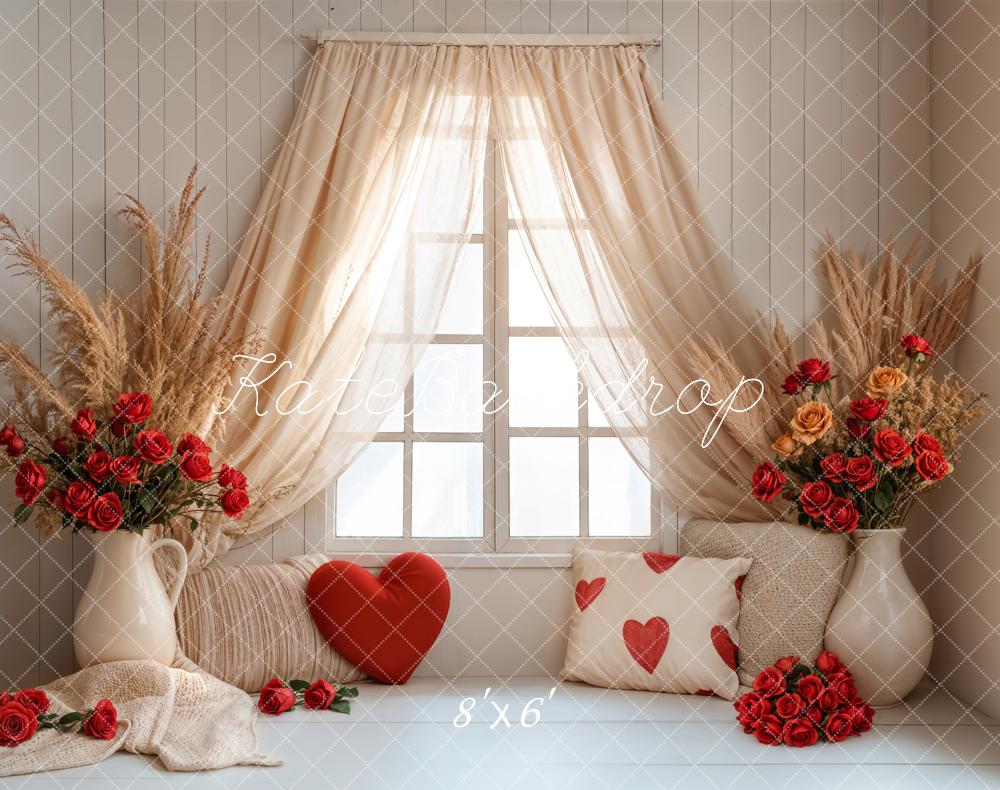 Kate Fleece Valentine Backdrop Boho Curtain Window Designed by Emetselch - Kate Backdrop AU