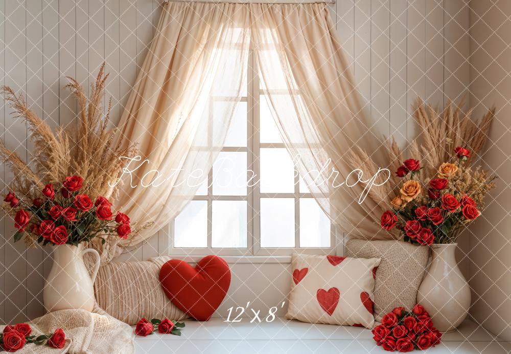 Kate Fleece Valentine Backdrop Boho Curtain Window Designed by Emetselch - Kate Backdrop AU