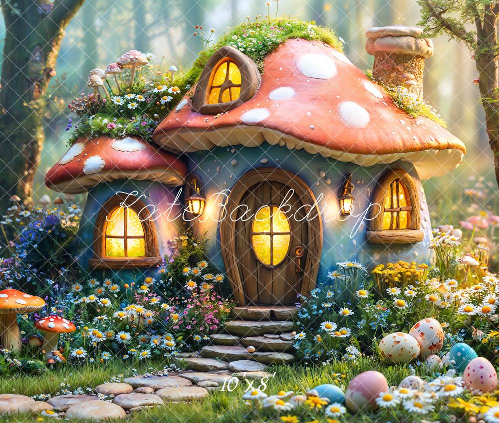 Kate Fleece Easter Backdrop Fairy Mushroom House Forest Designed by Emetselch - Kate Backdrop AU