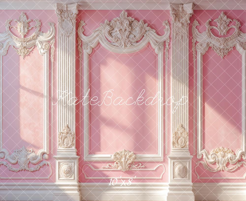 Kate Princess Pink Vintage Wall Sunlight Fleece Backdrop Designed by Emetselch - Kate Backdrop AU