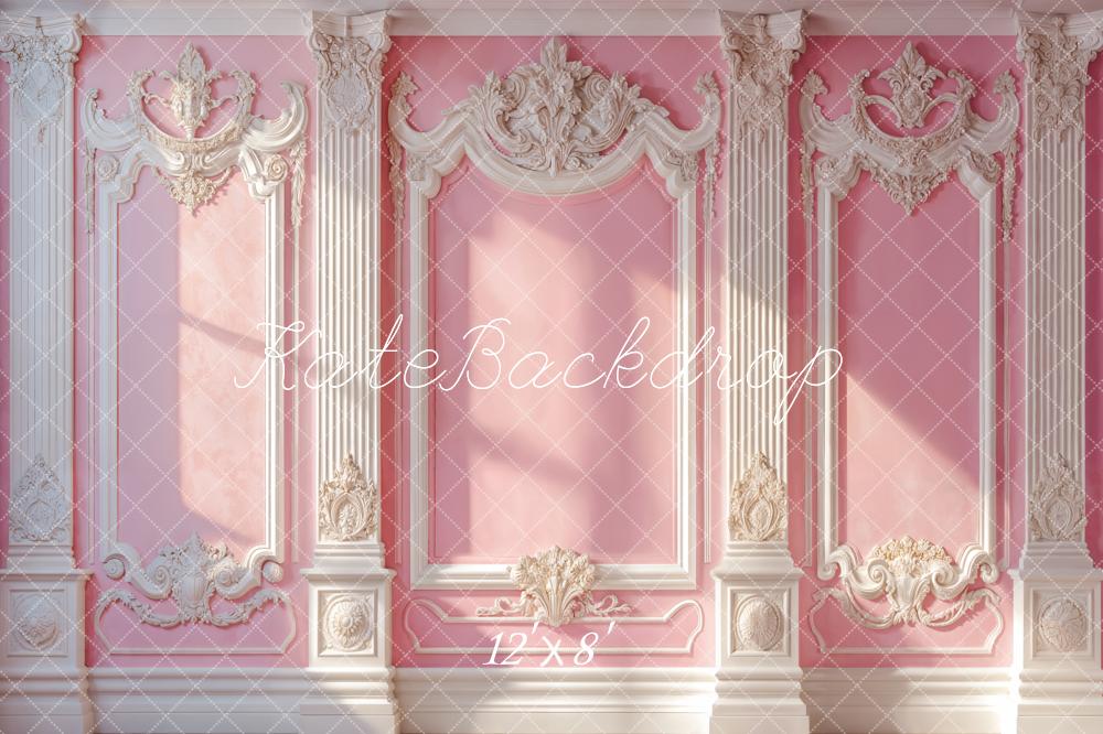 Kate Princess Pink Vintage Wall Sunlight Fleece Backdrop Designed by Emetselch - Kate Backdrop AU