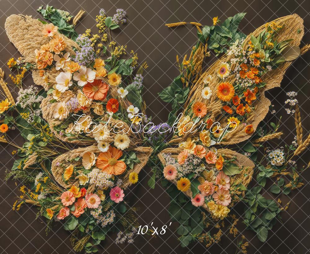 Kate Fleece Baby Floral Butterfly Wings Backdrop Designed by Emetselch - Kate Backdrop AU