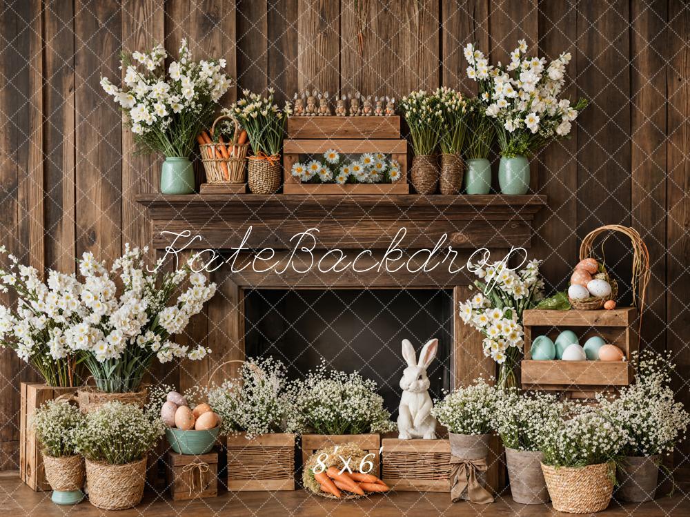 Kate Easter Bunny Rustic Floral Backdrop Designed by Emetselch - Kate Backdrop AU