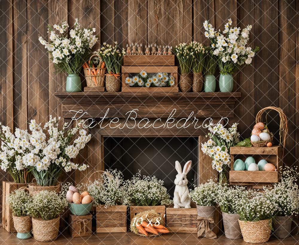 Kate Easter Bunny Rustic Floral Backdrop Designed by Emetselch - Kate Backdrop AU