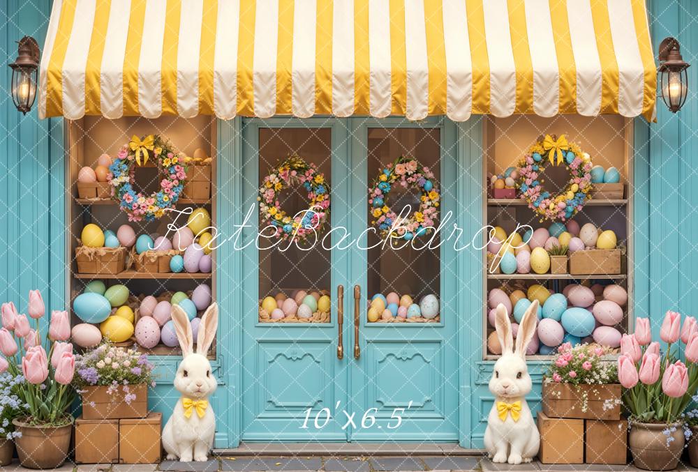 Kate Easter Bunny Floral Eggs Shop Backdrop Designed by Emetselch - Kate Backdrop AU