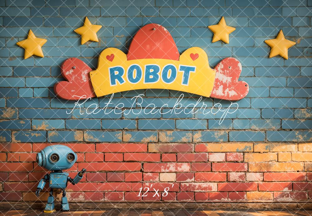 Kate Robot Stars Brick Backdrop Designed by Emetselch - Kate Backdrop AU