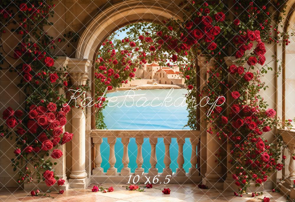 Kate Roses Arch Balcony Lake Backdrop Designed by Emetselch - Kate Backdrop AU