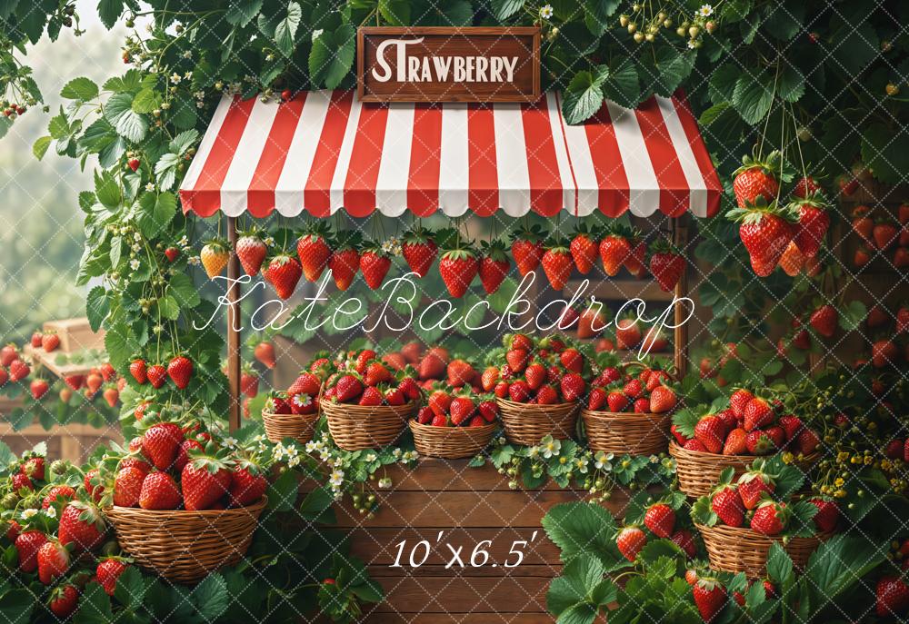 Kate Fleece Strawberry Stall Backdrop Designed by Emetselch - Kate Backdrop AU