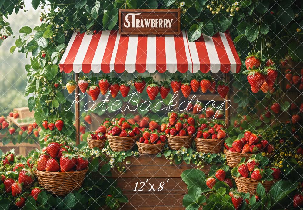 Kate Fleece Strawberry Stall Backdrop Designed by Emetselch - Kate Backdrop AU