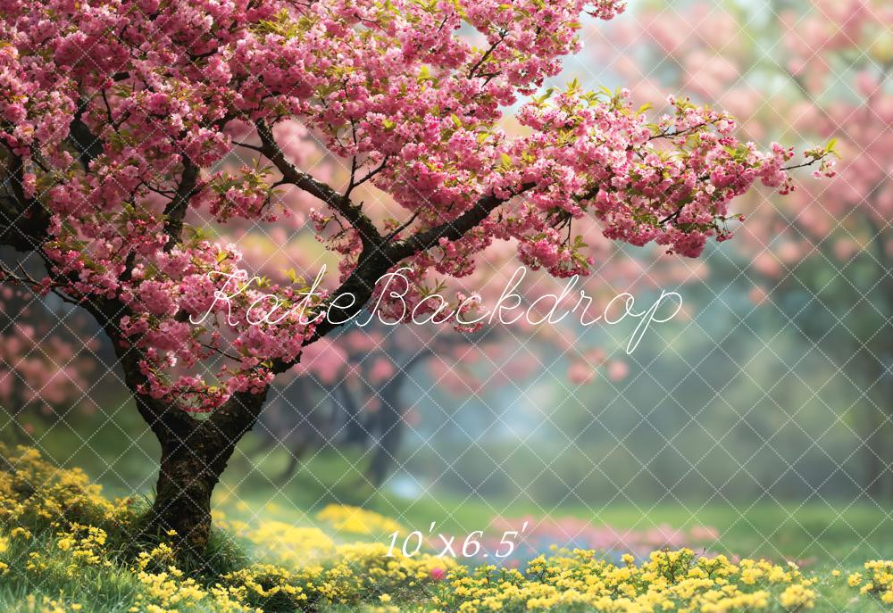 Kate Fleece Blooming Pink Cherry Tree Backdrop Designed by Emetselch - Kate Backdrop AU