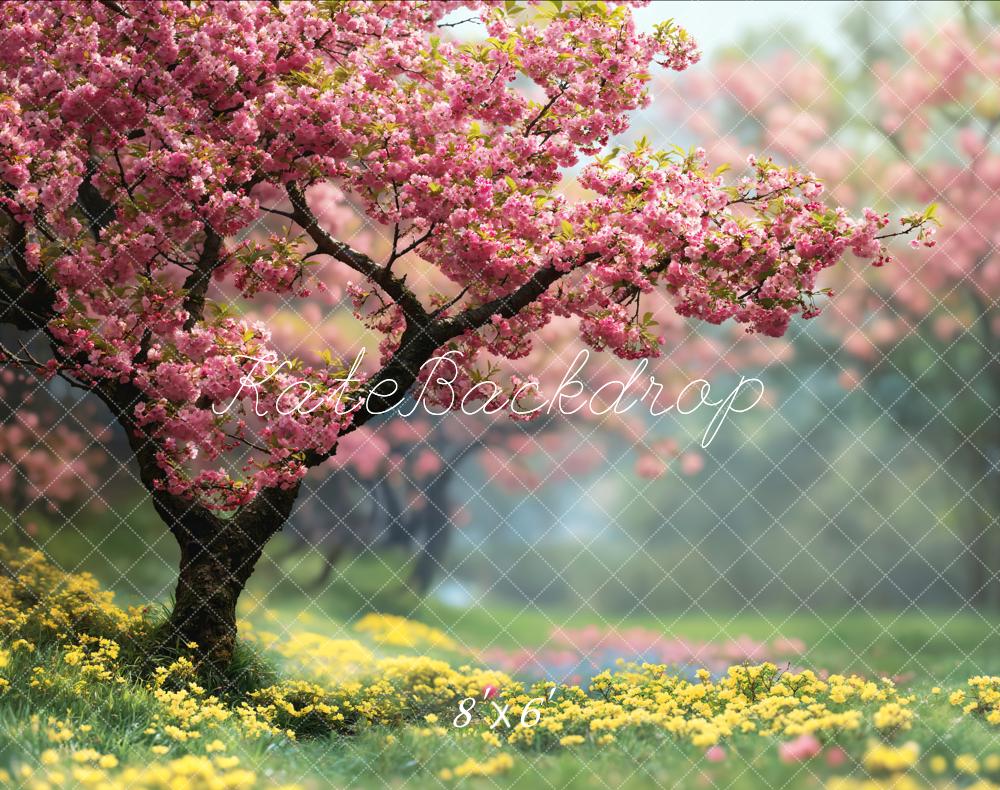 Kate Fleece Blooming Pink Cherry Tree Backdrop Designed by Emetselch - Kate Backdrop AU