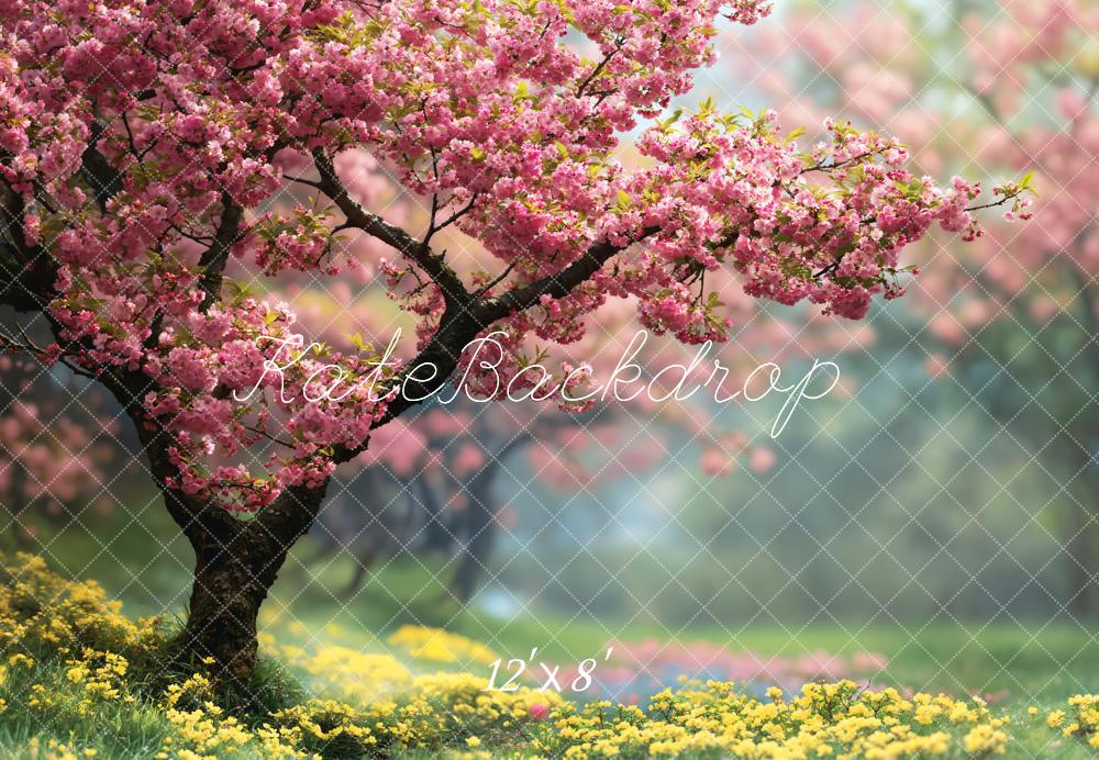 Kate Fleece Blooming Pink Cherry Tree Backdrop Designed by Emetselch - Kate Backdrop AU