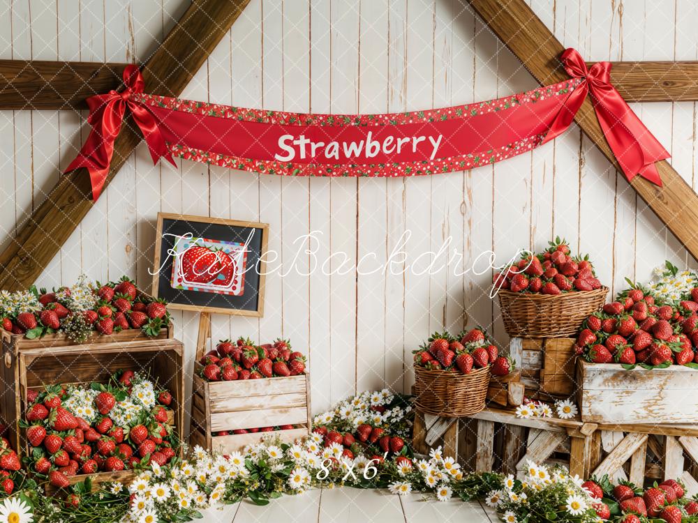 Kate Fleece Strawberry Party Cake Smash Backdrop Designed by Emetselch - Kate Backdrop AU
