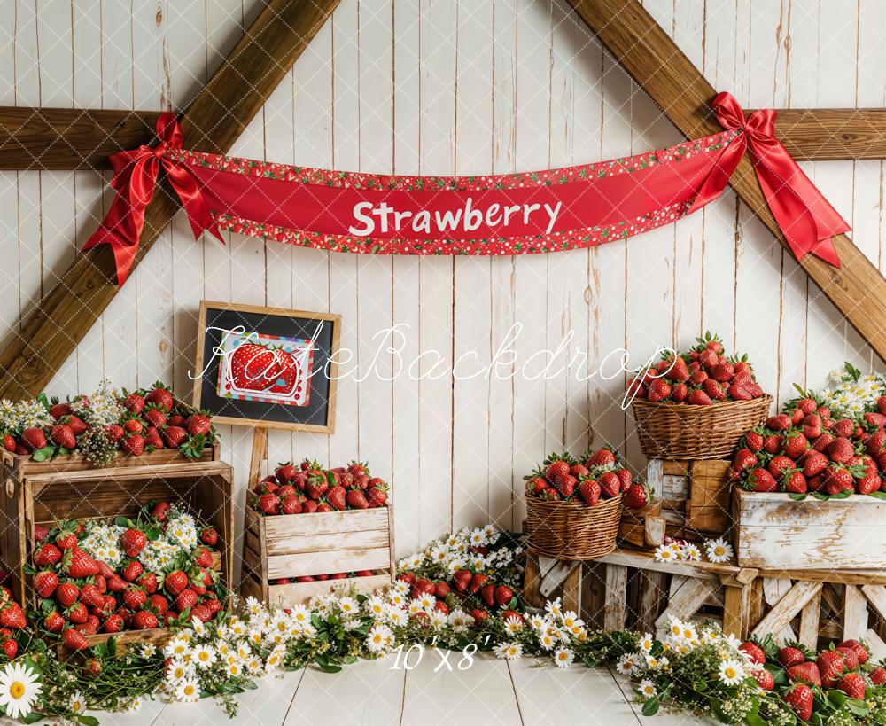 Kate Fleece Strawberry Party Cake Smash Backdrop Designed by Emetselch - Kate Backdrop AU