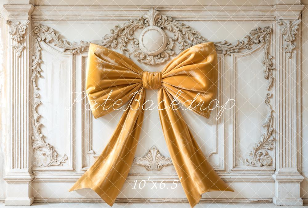 Kate Yellow Bow Fleece Backdrop Vintage Wall Designed by Emetselch - Kate Backdrop AU