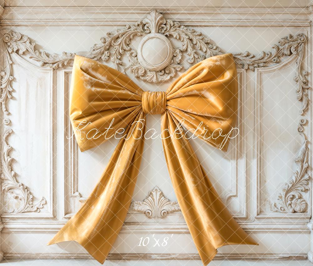 Kate Yellow Bow Fleece Backdrop Vintage Wall Designed by Emetselch - Kate Backdrop AU