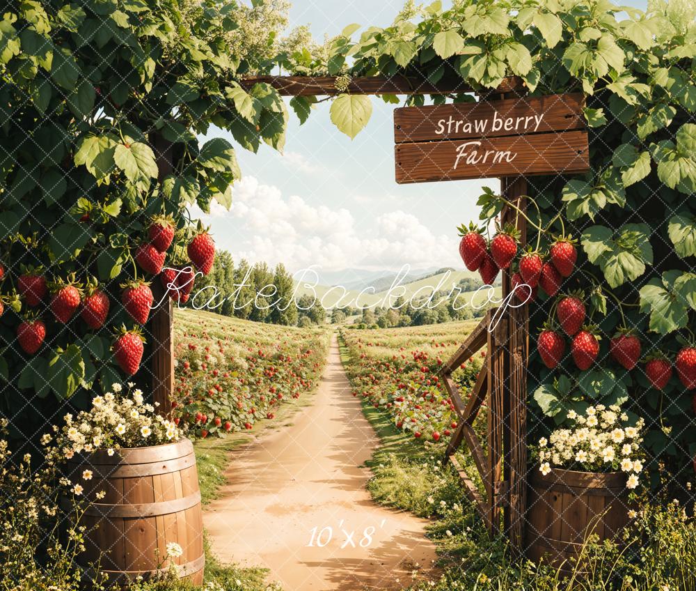 Kate Spring Strawberry Farm Fleece Backdrop Designed by Emetselch - Kate Backdrop AU
