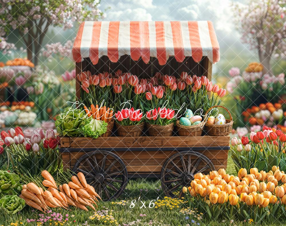 Kate Spring Flower Market Tulips Carrots Backdrop Designed by Emetselch - Kate Backdrop AU