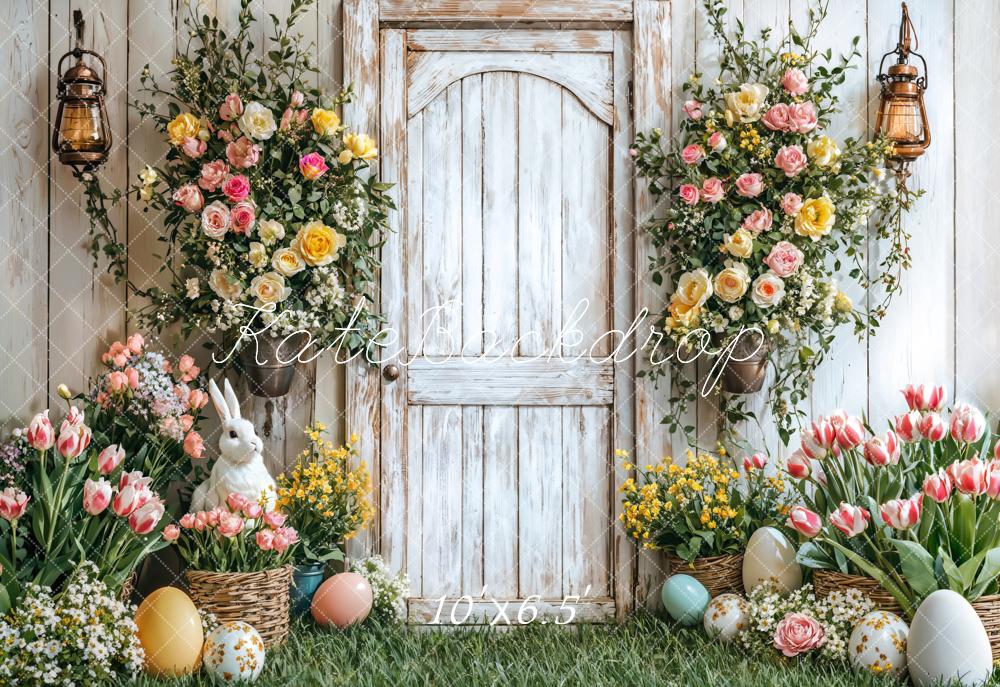 Kate Easter Bunny Flower Basket Door Backdrop Designed by Emetselch - Kate Backdrop AU