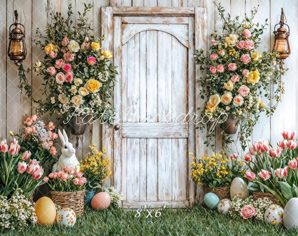 Kate Easter Bunny Flower Basket Door Backdrop Designed by Emetselch - Kate Backdrop AU