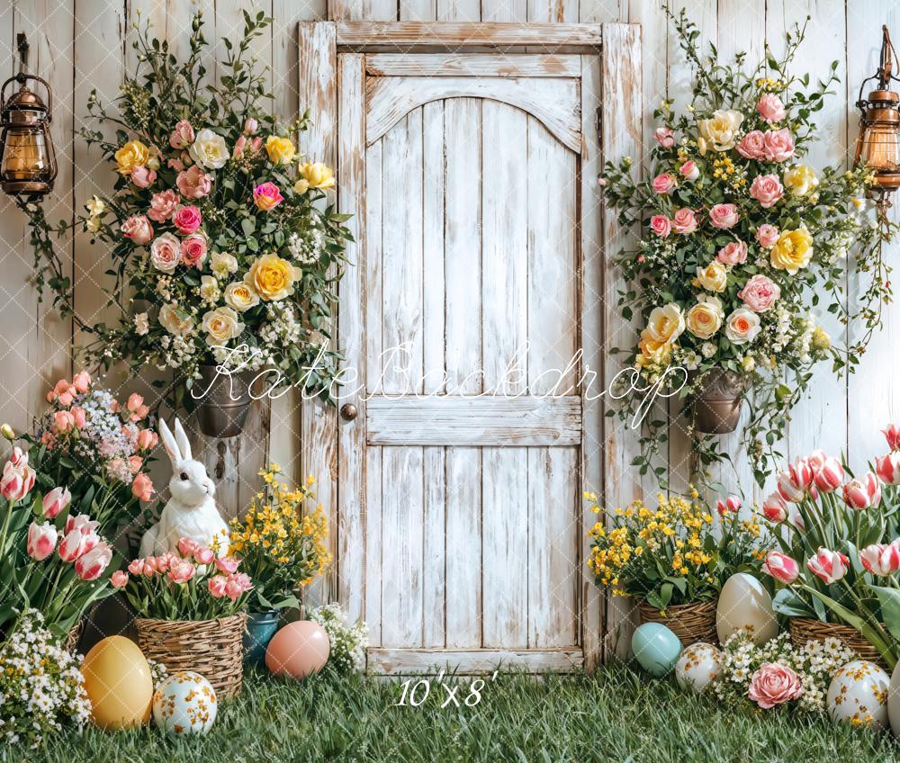 Kate Easter Bunny Flower Basket Door Backdrop Designed by Emetselch - Kate Backdrop AU