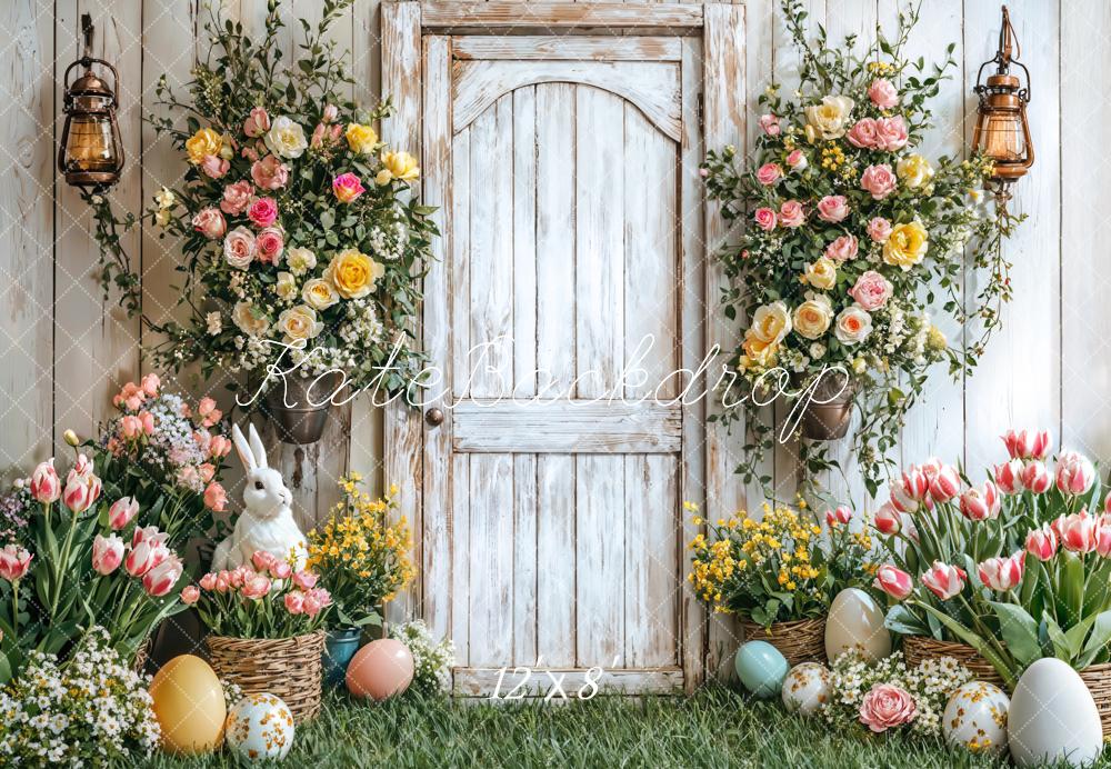 Kate Easter Bunny Flower Basket Door Backdrop Designed by Emetselch - Kate Backdrop AU
