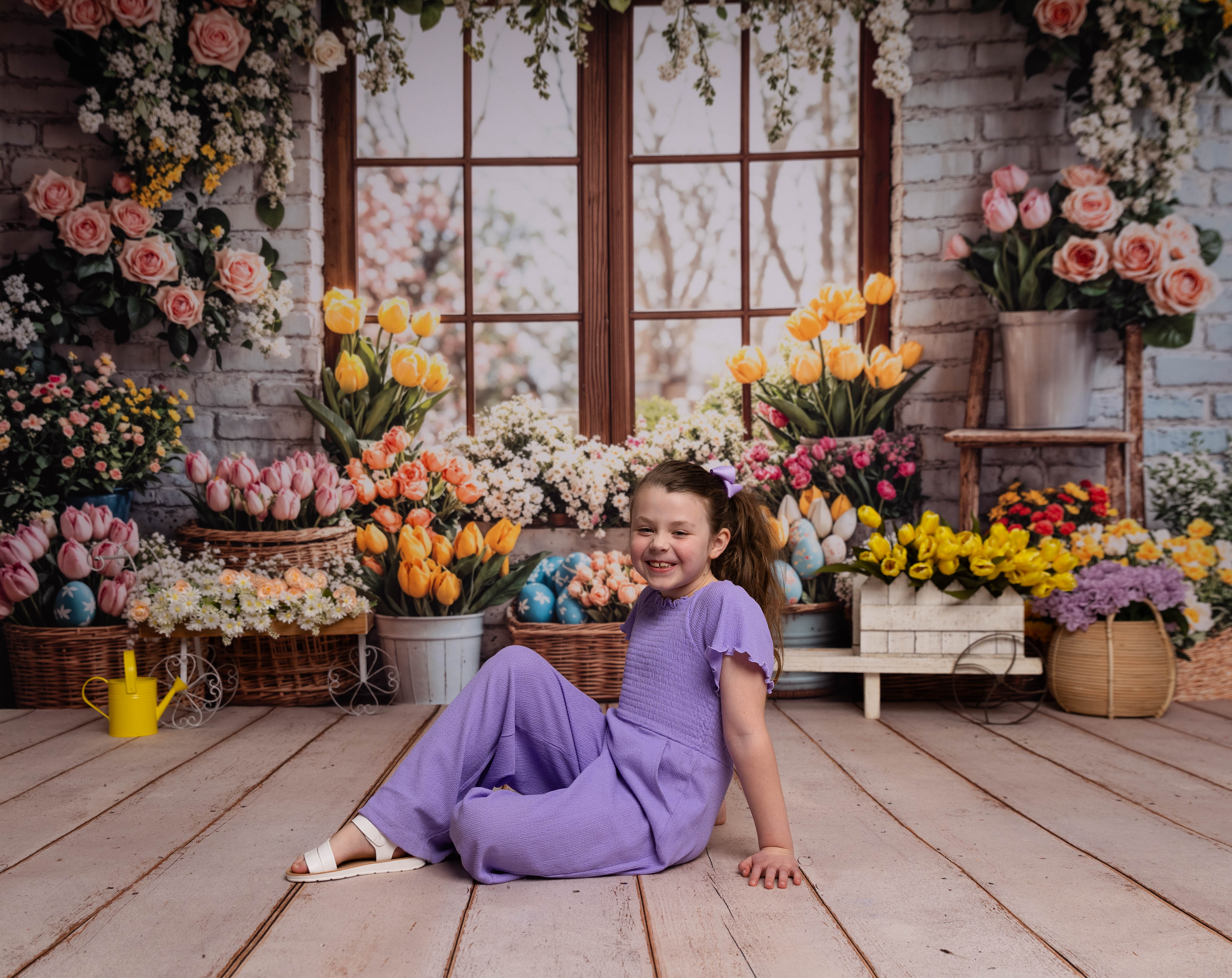 Kate Easter Flower Window Fleece Backdrop Designed by Emetselch - Kate Backdrop AU