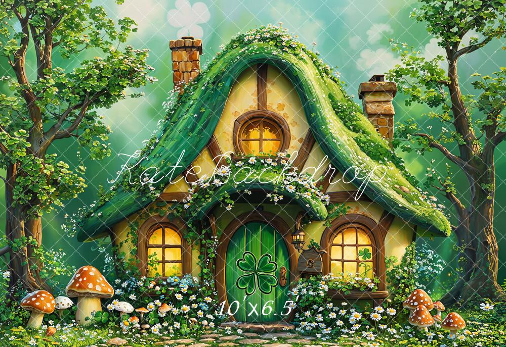 Kate Fleece Shamrock Cottage St. Patrick's Day Backdrop Designed by Emetselch - Kate Backdrop AU