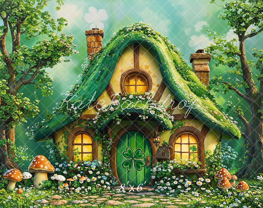 Kate Fleece Shamrock Cottage St. Patrick's Day Backdrop Designed by Emetselch - Kate Backdrop AU
